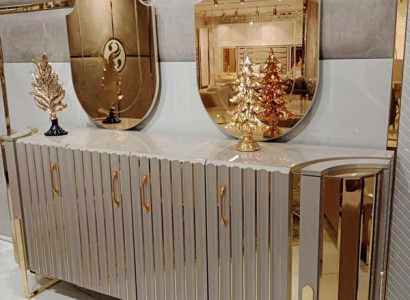 Chest of drawers with 2x Mirror Wood Furniture Sideboard Luxury Furniture Modern Furniture 3-piece. new